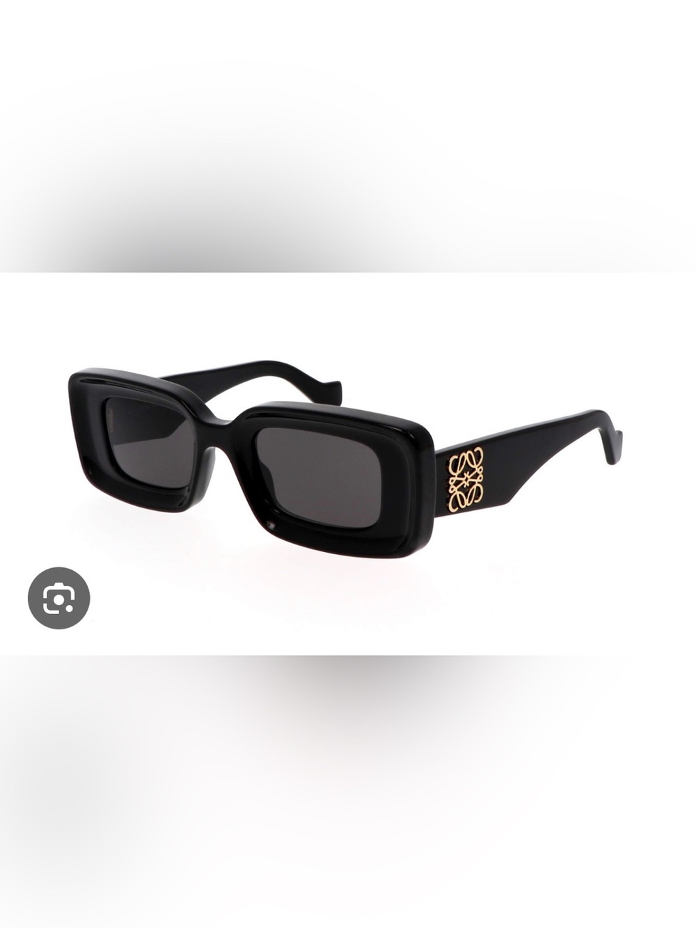 Loewe Black Rectangular Acetate Sunglasses with Gold Logo